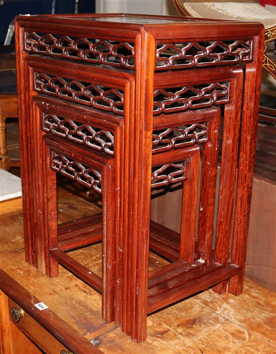 A Chinese nest of padouk tables H.69cm